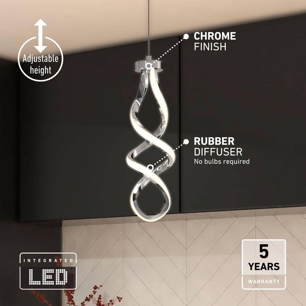 NEW Artika Swirl 13-Watt Light Chrome Integrated LED Mini Pendant Light Fixture - Picture 5 of 16